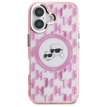Karl Lagerfeld IML Monogram Karl & Choupette Head MagSafe - Pouzdro pro iPhone 16 (růžové)