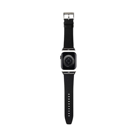 Karl Lagerfeld Saffiano Monogram - Bracelet pour Apple Watch 42/44/45/49 mm (noir)