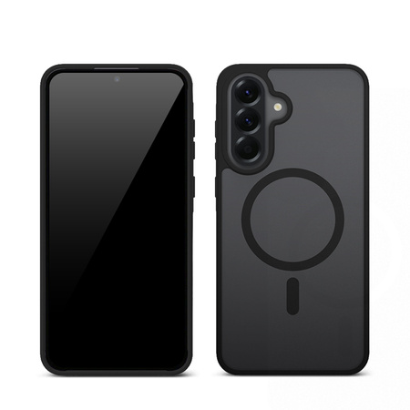 Hybridní matný magnetický kryt Crong - MagSafe pro Samsung Galaxy A56 (černý)