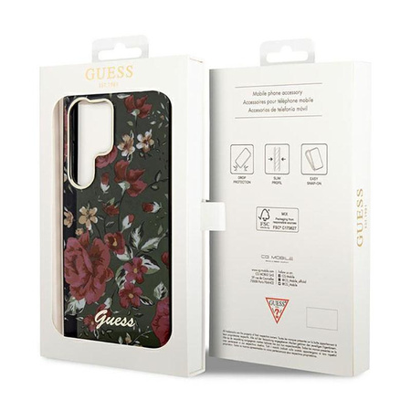 Guess Flower Collection - pouzdro pro Samsung Galaxy S23 Ultra (khaki)