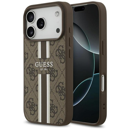 Guess 4G Printed Stripes MagSafe - Hülle iPhone 17 Pro (braun)