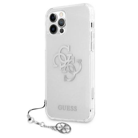 Guess 4G Big Logo Charm - pouzdro pro iPhone 12 Pro Max (stříbrné přívěsky)