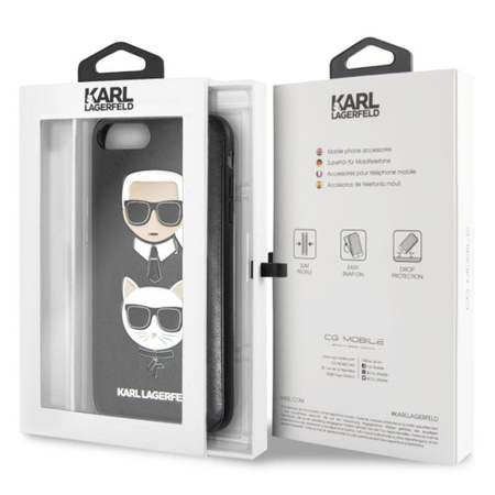 Karl Lagerfeld dombornyomott tok Karl & Choupette - iPhone 8 Plus / 7 Plus tok (fekete)