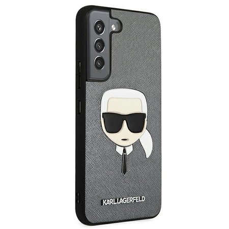 Karl Lagerfeld Saffiano Ikonik Karl`s Head - pouzdro pro Samsung Galaxy S22+ (stříbrné)