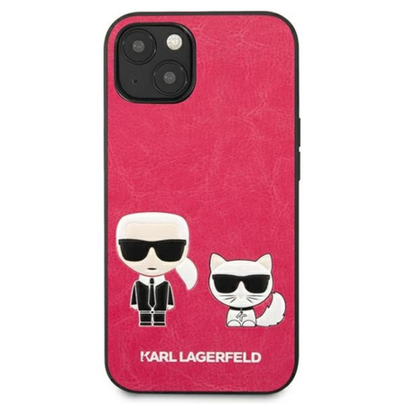 Karl Lagerfeld PU-Leder mit Karl & Choupette-Prägung - iPhone 13 Tasche (fuchsia)