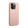 Guess Saffiano Metal Logo Stripes - Coque iPhone 14 Pro (rose)