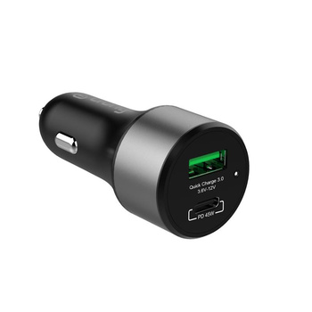 Crong Power autós töltő 63W – USB-C PD 45W autós töltő + USB QC 3.0 18W (fekete)