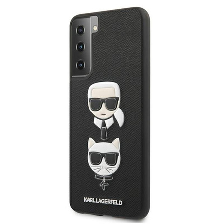 Karl Lagerfeld Saffiano Karl & Choupette Heads - Étui Samsung Galaxy S21+ (noir)
