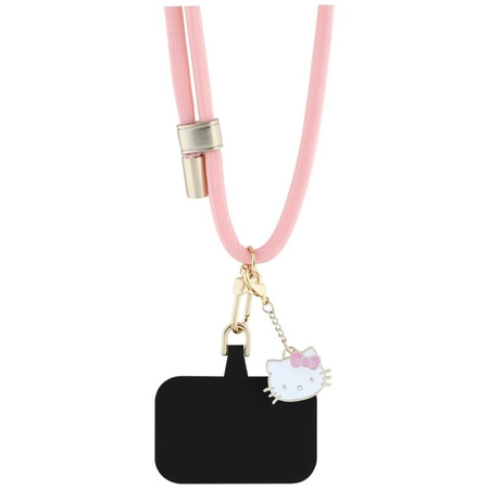 Hello Kitty Patch & Kitty Head Charm – Universelle Handyschlaufe / Lanyard (rosa)