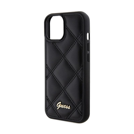 Guess Quilted Metal Logo - pouzdro na iPhone 15 (černé)