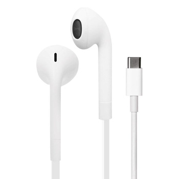 PURO ICON sztereó fülhallgató - USB-C lapos kábeles fejhallgató mikrofonnal és távirányítóval (fehér)