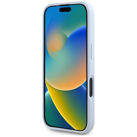 Guess Grained Big 4G Logo Small Classic Logo - Coque pour iPhone 16 (bleu)