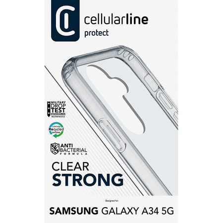 Cellularline Clear Strong - pouzdro Samsung Galaxy A34 5G s antimikrobiální ochranou (čiré)