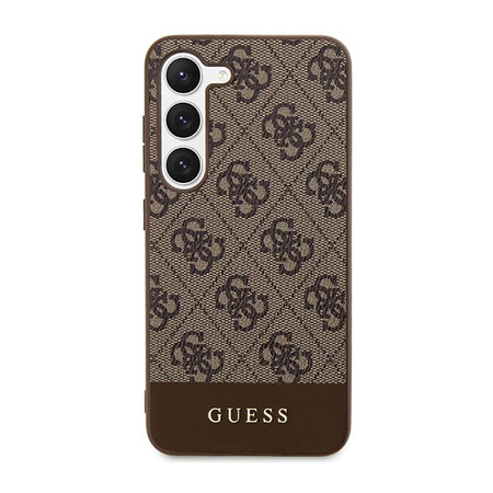 Guess 4G Bottom Stripe Metal Logo Collection - Case for Samsung Galaxy S23+ (Brown)