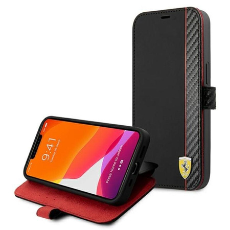 Ferrari Booktype On Track Carbon Stripe - iPhone 13 mini Case (black)