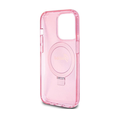 Guess Ring Stand Script Glitter MagSafe - iPhone 15 Pro Max Tasche (rosa)