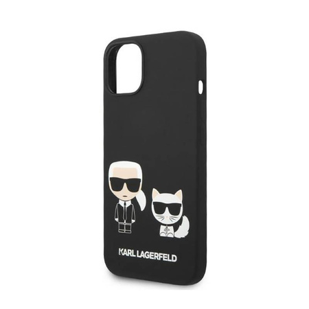 Karl Lagerfeld Flüssigsilikon Karl & Choupette MagSafe - Hülle für iPhone 14 Plus (Schwarz)