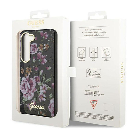 Guess Flower Collection - Étui pour Samsung Galaxy S23 (noir)