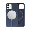 Crong Essential Cover Magnetic - iPhone 12 / iPhone 12 Pro MagSafe bőr tok (sötétkék)