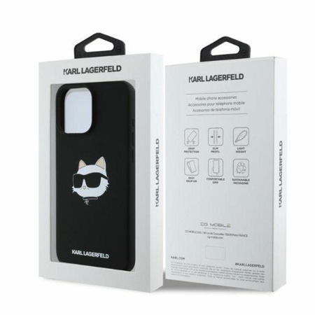 Karl Lagerfeld Silicone Choupette Head Print MagSafe – Pouzdro iPhone 16 Pro Max (černé)