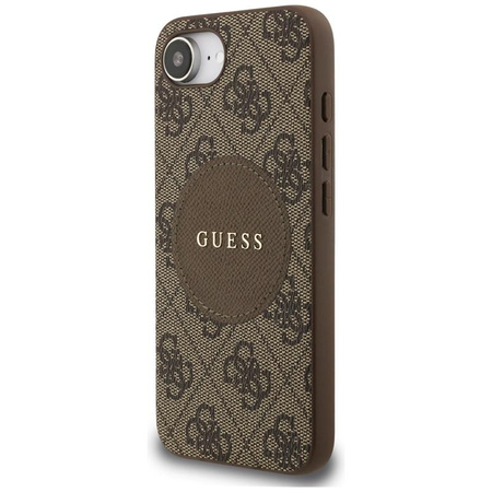 Guess 4G Circle Classic Logo MagSafe - pouzdro pro iPhone 16e (hnědé)