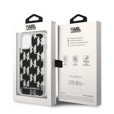 Karl Lagerfeld Monogram Liquid Glitter - Coque pour iPhone 14 Plus (noir)