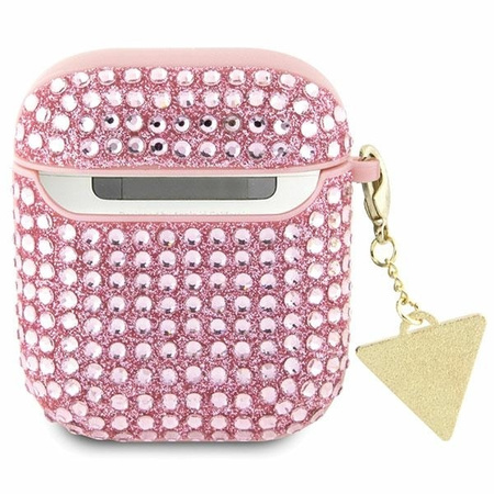 Guess Rhinestone Triangle Charm - Etui AirPods 1/2 gen (różowy)