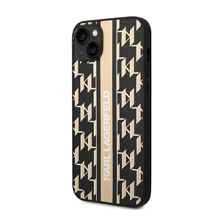 Karl Lagerfeld Monogram Stripe - Coque pour iPhone 14 Plus (marron)