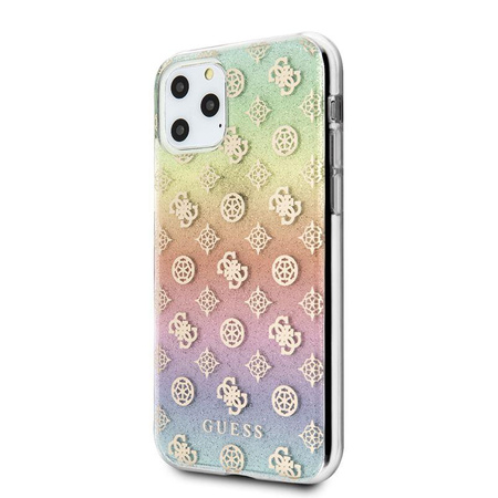 Guess 4G Peony Electroplated Pattern - Coque iPhone 11 Pro (arc-en-ciel)