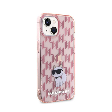 Karl Lagerfeld Monogram Choupette - pouzdro pro iPhone 15 (růžové)