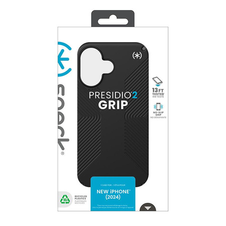 Speck Presidio2 Grip - iPhone 16 Tasche (Schwarz / Schiefergrau / Weiß)