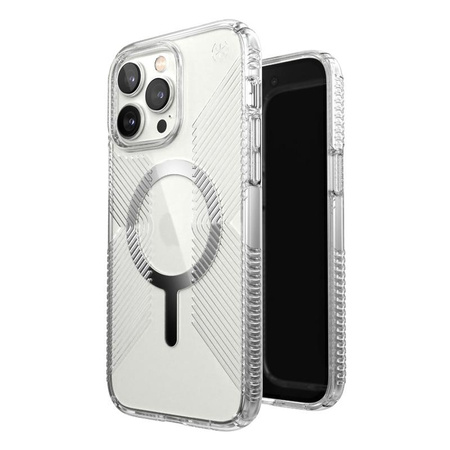 Speck Presidio Perfect-Clear mit Griffen + MagSafe - iPhone 14 Pro Max Hülle mit MICROBAN-Beschichtung (Klar)