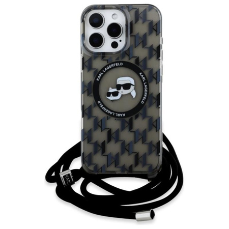 Karl Lagerfeld IML Crossbody Monogram Karl & Choupette Head MagSafe - pouzdro na iPhone 16 Pro (černé)