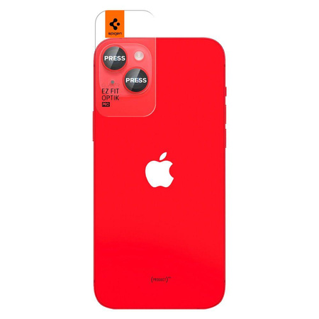 Spigen Optik.TR Camera Lens Protector - Ochranné sklo objektivu pro Apple iPhone 14 / iPhone 14 Plus (2 ks) (červená)