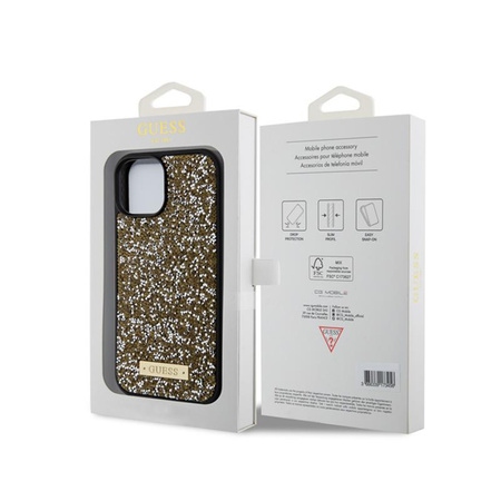 Guess Rhinestone Metal Logo - Coque iPhone 15 (jaune)