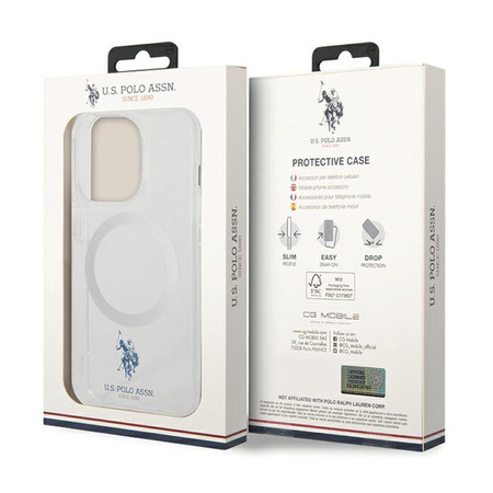 US Polo Assn MagSafe Collection - pouzdro pro iPhone 15 Pro Max (průhledné)