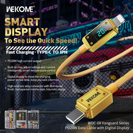 WEKOME WDC-08 Vanguard Series - USB-C to Lightning Fast Charging PD Connection Cable 20W 1 m (Tarnish)