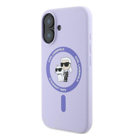 Karl Lagerfeld Silicone Karl & Choupette Ring MagSafe - Hülle für iPhone 16 (violett)