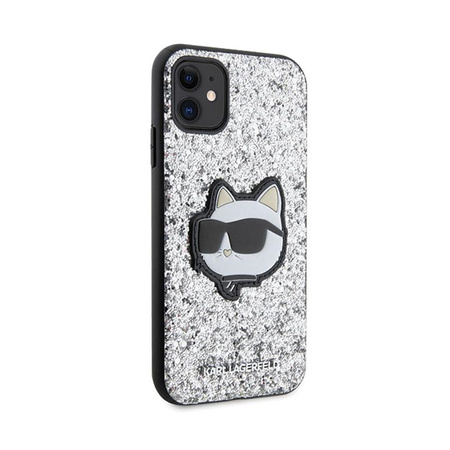 Karl Lagerfeld NFT Glitter Choupette Patch - iPhone 11 tok (ezüst)