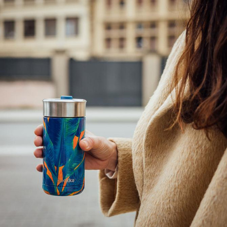Quokka Boost Coffee Tumbler - Tasse thermique en acier inoxydable avec infuseur 400 ml (Blue Jungle)