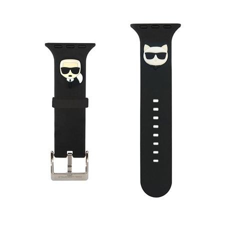 Karl Lagerfeld Silikonový řemínek Karl & Choupette Heads pro Apple Watch 38/40/41 mm (černý)