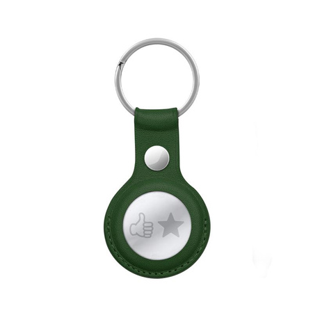 Crong Leather Case with Key Ring - Étui de protection en cuir avec porte-clés pour Apple AirTag (vert)