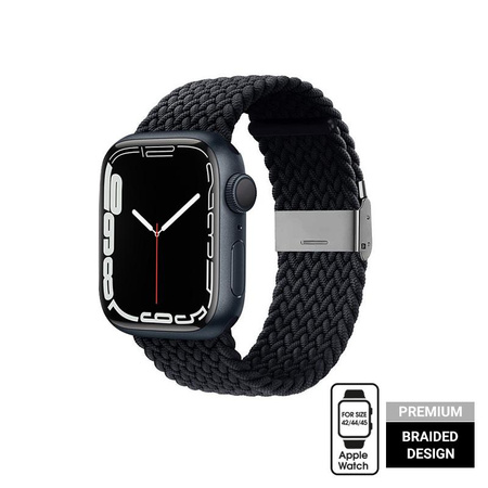 Crong Wave Band - Pletený řemínek pro Apple Watch 44/45/46/49 mm (grafitová)