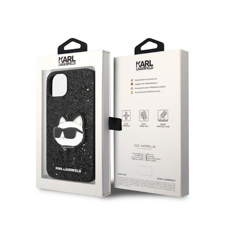 Karl Lagerfeld NFT Glitter Choupette Patch - pouzdro pro iPhone 14 Plus (černé)