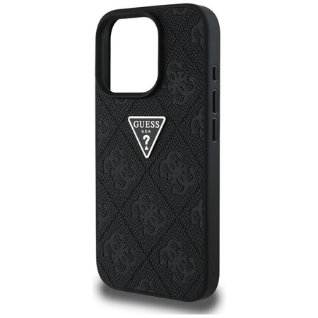 Guess Hot Stamp 4G Pattern Triangle Metal Logo - Coque pour iPhone 16 Pro Max (noir)