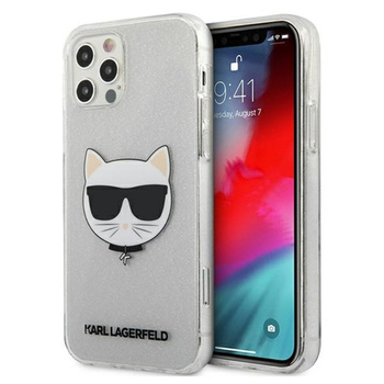 Karl Lagerfeld Choupette Head Glitter - Etui iPhone 12 Pro Max (srebrny)