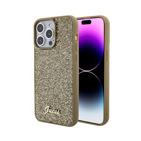 Guess Disco Metal Script - iPhone 15 Pro Max Case (Gold)