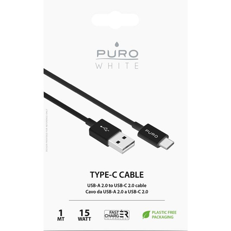 PURO White - Kabel połączeniowy USB-A / USB-C 1 m (czarny)