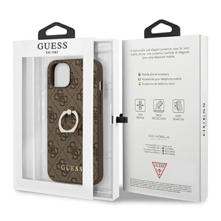 Guess 4G Ring Case - Coque pour iPhone 13 mini (marron)