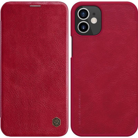 Kožené pouzdro Nillkin Qin - Pouzdro pro Apple iPhone 12 Mini (červené)